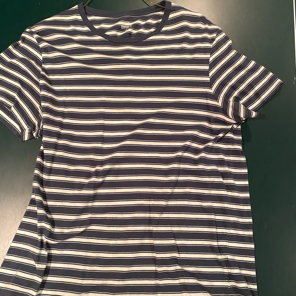 J crew stripped blue and very light green shirt